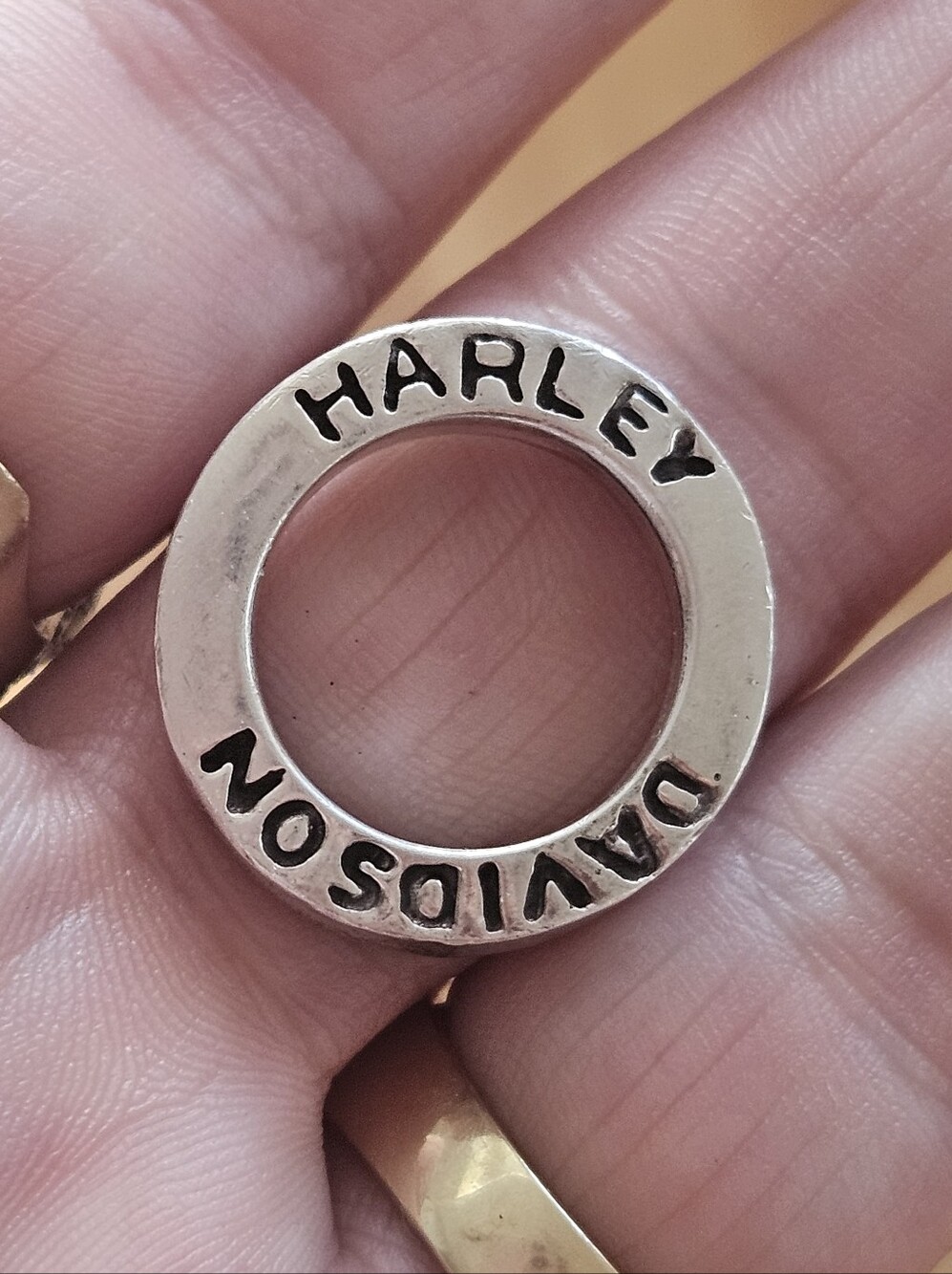 Chunky Vintage Harley-Davidson Biker Sterling Silver Logo Ring Or Pendant